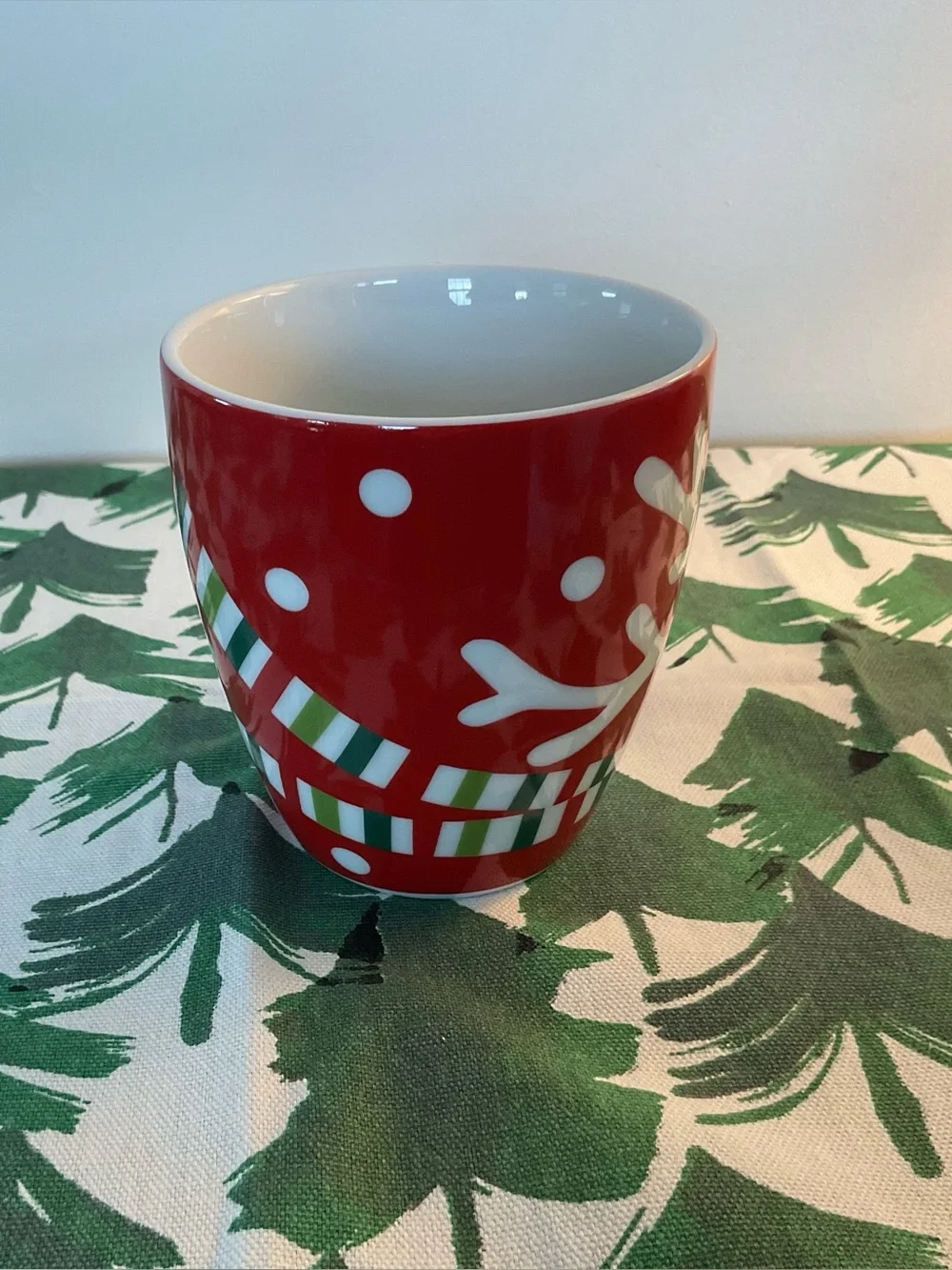 Vintage Crate&Barrel Joan Anderson Reindeer Red & White Christmas Holiday Mug